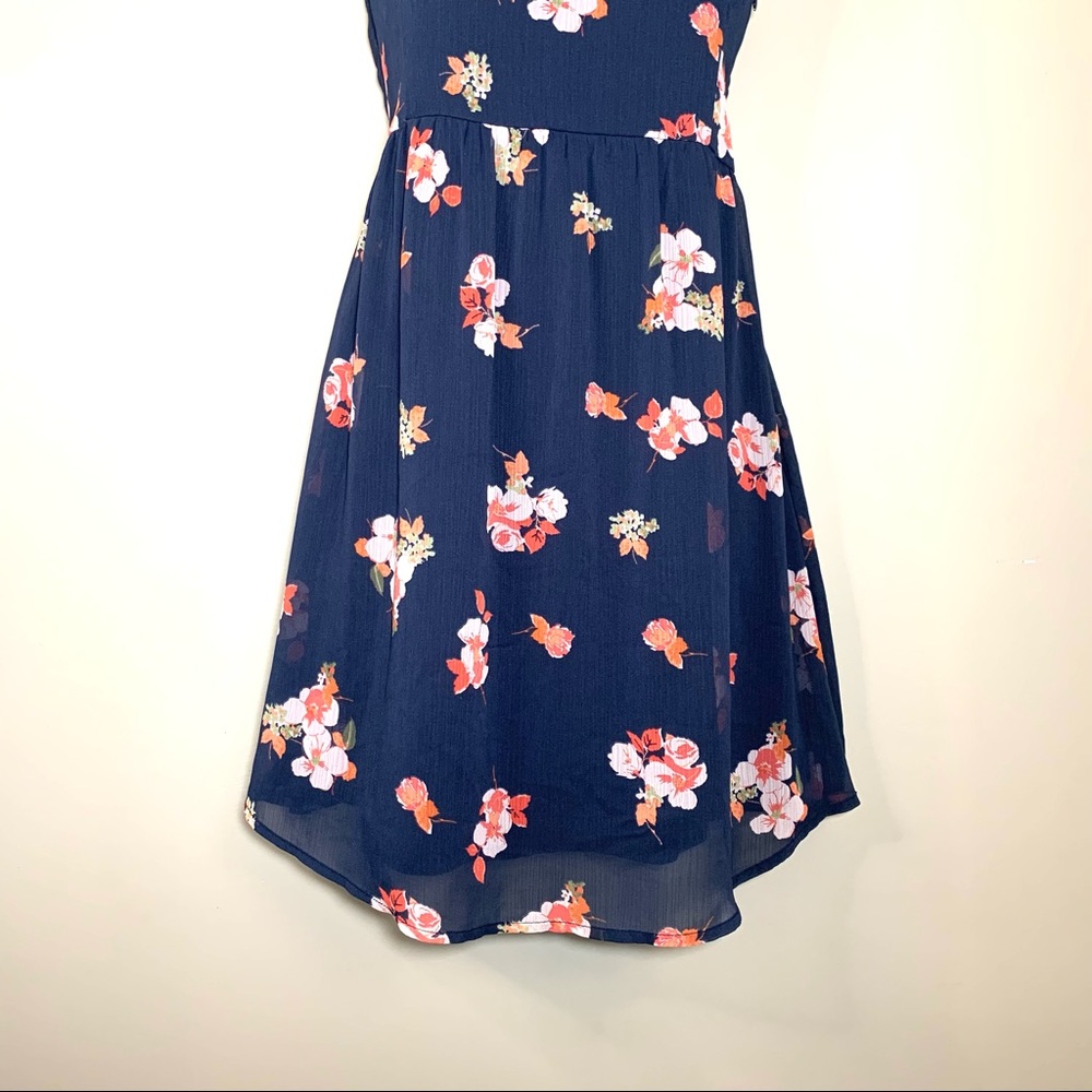Abercrombie & Fitch Navy Floral Mini Dress XS Spaghetti Strap Coquette Romantic - Picture 3 of 14
